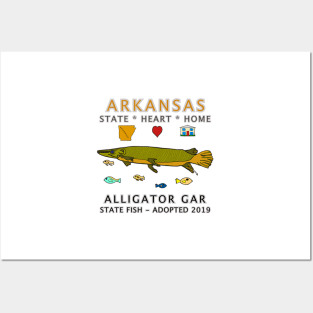 Arkansas - Alligator Gar - State, Heart, Home - State Symbols Posters and Art